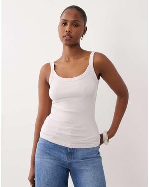 Gina Tricot Basic Rib Singlet - White