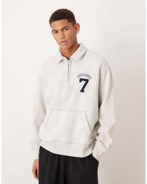 Abercrombie & Fitch Running Club Graphic Half Zip Sweatshirt - White