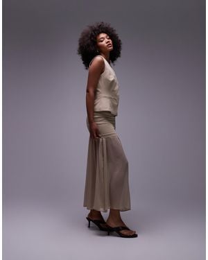 ASOS Tailored Chiffon Layer Maxi Skirt - Natural