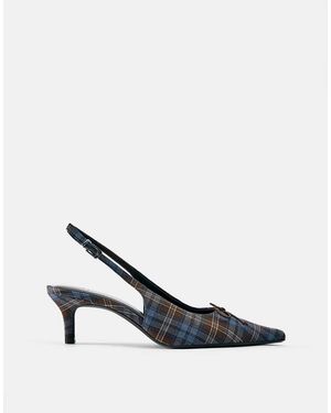 Pull&Bear Geruite Slingback-Hakken - Wit