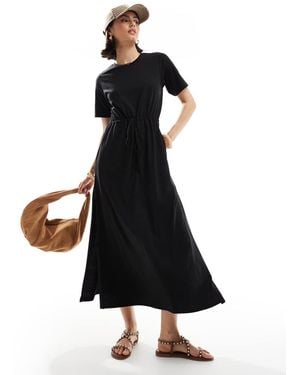 Threadbare Short Sleeve Smock Midi Dress - Black