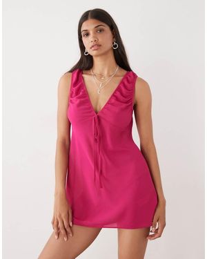 Collusion Chiffon Tie Front Mini Dress - Red