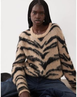 Jdy Strickpullover mit animal-print - Braun