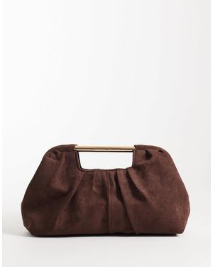 River Island Suedette Ruched Clutch Bag - Brown