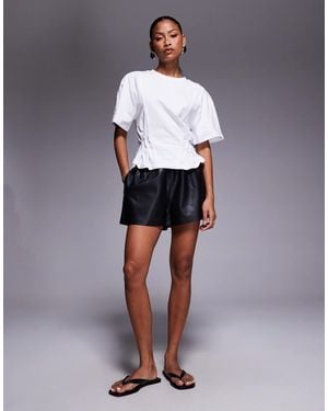 River Island Elasticated Faux Leather Shorts - Blue