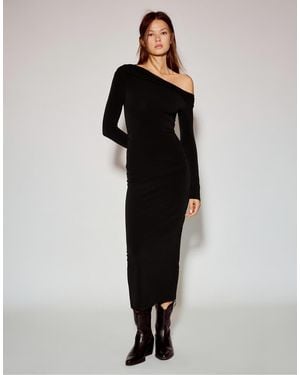 Pull&Bear Vestito Midi Con Scollo Alla Bardot - Nero
