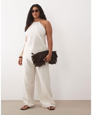 Esmee Curve Tie Front Beach Pants - Natural