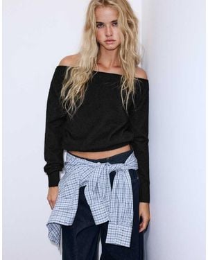 Pull&Bear Boatneck Jumper - Black