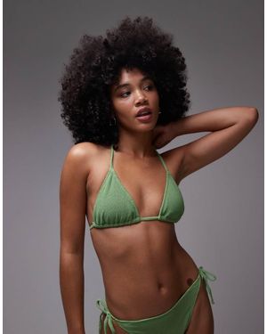 & Other Stories Textured Crinkle Triangle Bikini Top With Removeable Padding - Black