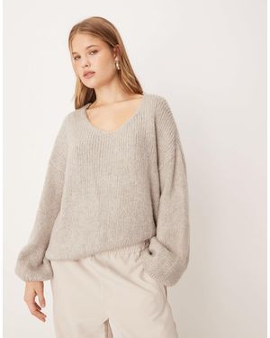 Jdy Oversized Reversible Knit Sweater - Natural
