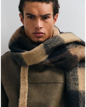 ASOS Woven Brushed Check Scarf - Brown