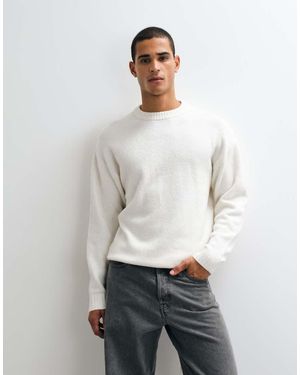 Jack & Jones Jersey Oversize De Pelo Suave En Blanco Roto