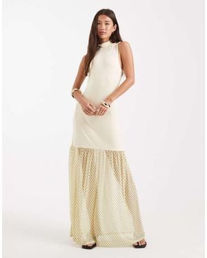 Miss Selfridge High Neck Hybrid Maxi Dress - Natural