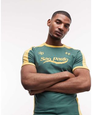 ASOS Muscle Cut And Sew T-shirt With Football Graphic - Green