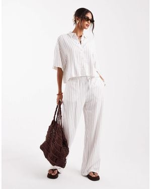Vero Moda Linen Touch Tie Waist Trouser Co-Ord - White