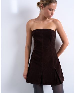 TOPSHOP Faux Suede Mini Bandeau With Pleated Hem - Black