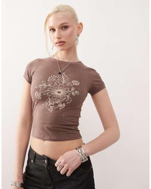 Motel Sutin Floral Sequin Baby T-Shirt - Natural