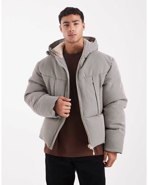 ASOS Houndstooth Puffer Jacket - Gray