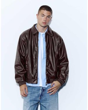 Pull&Bear Leather-effect Jacket - Blue