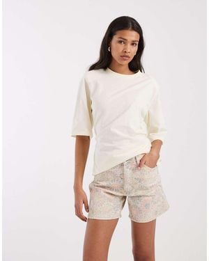Wrangler Denim Cowboyshort Met Bloemenprint - Naturel