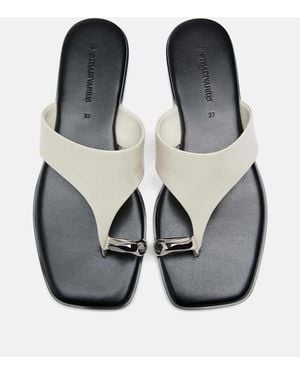 Stradivarius Flat Slide Sandals With Metal Detail - Grey