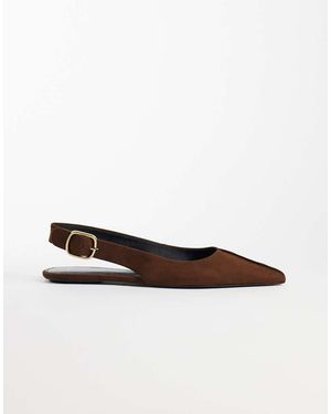 Mango Slingback Schoen Met Platte Hak - Wit