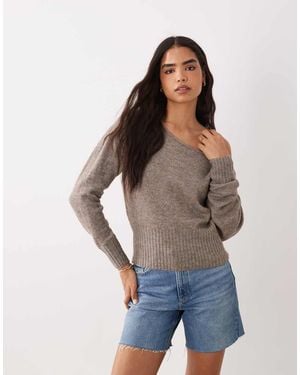 Cotton On Luxe Slouch Off Shoulder Long Sleeve Knit - Natural