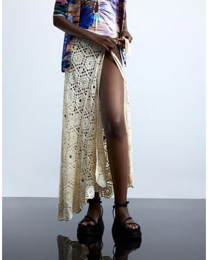Desigual – langer häkel-sarong - Weiß