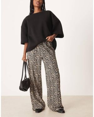 Jdy Textured Wide Leg Trousers - Natural