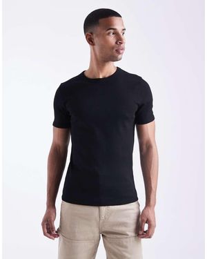New Look Muscle Fit Ribbed T-Shirt - Blue