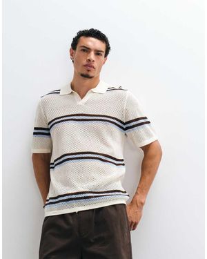 ASOS Maglione Ampio Blu A Righe Con Scollo A V - Bianco