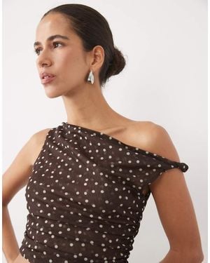 New Look Fallen Shoulder Top - Brown