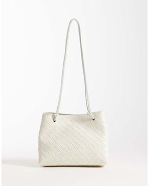 PASQ Woven Box Cross Body Bag - White
