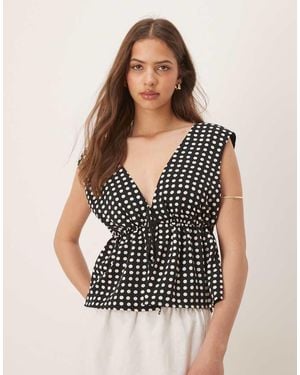 Abercrombie & Fitch Top Allacciato Sul Davanti A Pois - Nero