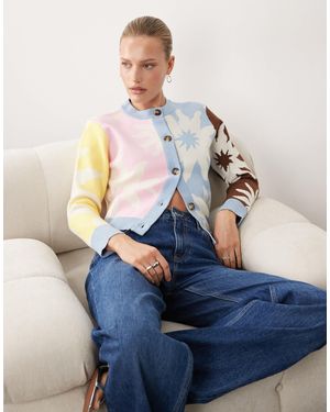 Never Fully Dressed Hollie Pastel Color Block Cardigan - Blue