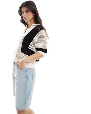 Brave Soul Crochet Knitted Shirt - Blue