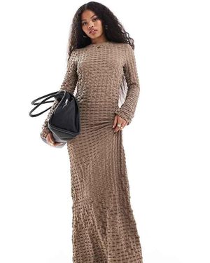 Vila Waffle Textured Long Sleeved Maxi Dress - Brown