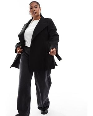 Yours Wrap Wool Look Coat - Black