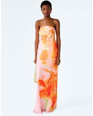OMNES Dresses Amdra Strapless Floral Maxi Dress - Orange