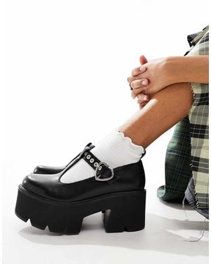 LAMODA Love story - babies à talon avec semelle chunky et boucle cœur - Noir