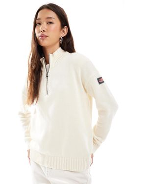 Superdry – lässig geschnittener pullover aus strick - Weiß