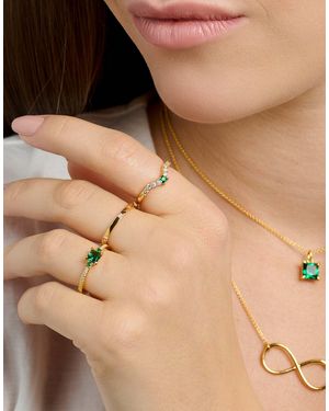 Thomas Sabo – ring aus 925er sterlingsilber mit grünen und weißen schmucksteinen und 18-karätiger vergoldung - Braun