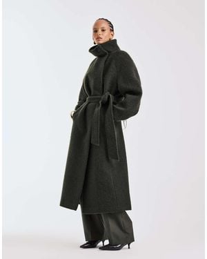 ASOS Premium Brushed Wool Blend Oversized Funnel Neck Coat - White