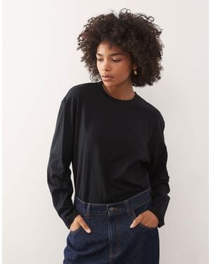 Collusion Long Sleeve Boxy T-shirt - Black