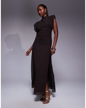 TFNC London High Neck Maxi Dress With Shoulder Pads - Blue