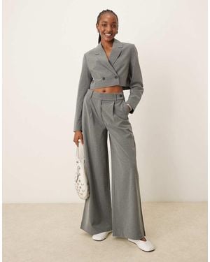 Pimkie Button Waist Wide Leg Tailored Trousers Co-Ord - Natural