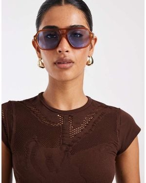 ASOS Seamless Floral Cut Out Baby Tee - Brown