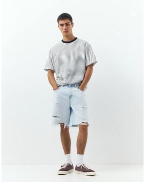 Pull&Bear Straight-leg Denim Bermuda Shorts - Blue