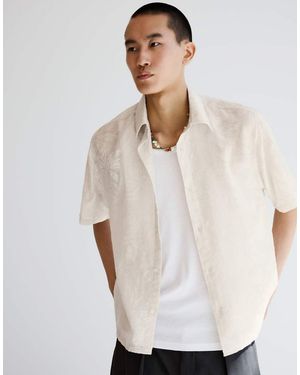 Bershka Rustic Short Sleeve Shirt - Natural