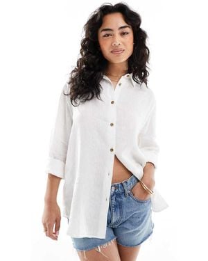 Superdry Casual Linen Boyfriend Shirt - White